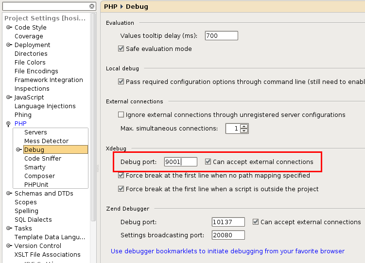 phpstorm-php-debugger-settings